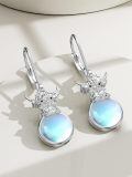 wholesale 925 Sterling Silver Highland Cow Moonstone Drop Earrings Gifts for Her-0-1