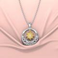 wholesale 925 Sterling Silver Lab-Grown Cubic Zirconia Sun Pendant Necklace for Women-0-2