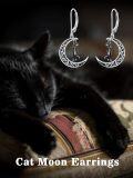 wholesale 925 Sterling Silver Moon & Star Cat Dangle Drop Earrings Gothic  for Her-0-5