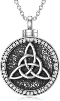 wholesale  925 Sterling Silver & Zircon Celtic Knot Urn Necklace for Ashes, 0.78 Memorial Jewelry with Tree of Life, Cremation Keepsake for Loved Ones-Round Shape - Celtic Knot