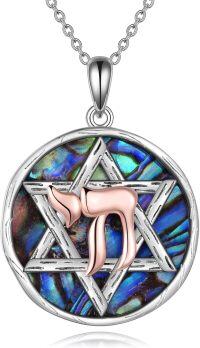 wholesale 925 Sterling Silver Abalone Shell Star of David Pendant Necklace for Women Men Judaica Gifts with 18 Chain-Star of David Necklace with Abalone