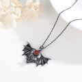 wholesale 925 Sterling Silver Black Bat Pendant with Red Crystal Stone Gothic Halloween Jewelry for Women Gifts-0-1