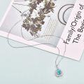 wholesale 925 Sterling Silver Turquoise Teardrop Celtic Knot Pendant Necklace with Cubic Zirconia Halo-0-2