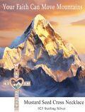wholesale  Sterling Silver Mustard Seed Cross Necklace for Women Christian Faith Pendant Inspirational Jewelry Gift -0-10
