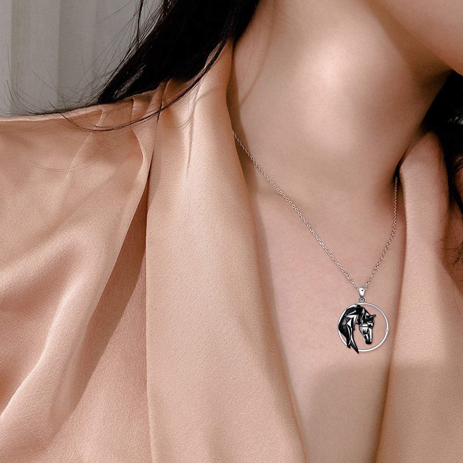  Sterling Silver Origami Horse Pendant Necklace Mother s Day Gifts for Women Wife Girlfriend ( ) -0-6