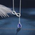 wholesale 925 Sterling Silver Lapis Lazuli CZ Infinity Drop Pendant Necklace-0-3