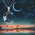 wholesale 925 Sterling Silver Crescent Moon Black Enamel Necklace Pendant-0-5