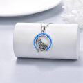 wholesale 925 Sterling Silver Blue Fire Opal Howling Wolf Pendant Necklace Gifts for Men & Women 18 + Extender Chain-0-1
