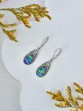 wholesale 925 Sterling Silver Teardrop Abalone Shell Leverback French Wire Boho Dangle Earrings-0-2