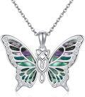 wholesale 925 Sterling Silver Butterfly Shell Inlay Pendant Necklace - Cute Jewelry for Women Animal Lovers-0-0