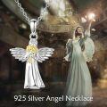 wholesale 925 Sterling Silver Pink Crystal Angel Wings Heart Scarab Pendant Necklace Gift for Women-0-4