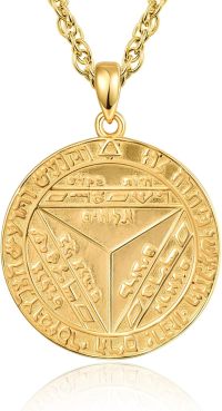 wholesale Gold 925 Sterling Silver Onyx Witchy Necklace with Witches Knot and Tetragrammaton Symbols for Triple Moon Goddess Jewelry-D-Seventh Pentacle of Saturn(GOLD)