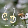wholesale 925 Sterling Silver Honeycomb with Bee Drop Earrings for Women Girls  4cm Long Leverbacks-0-5