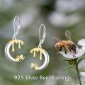 wholesale 925 Sterling Silver Honeycomb with Bee Drop Earrings for Women Girls  4cm Long Leverbacks-0-5