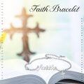 wholesale 925 Sterling Silver Faith Cross Charm Bracelet With Crystal Bead-0-3