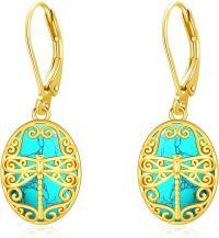 wholesale 925 Sterling Silver Oval Dragonfly Earrings w/Turquoise & Black Onyx-Turquoise