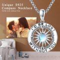 wholesale 925 Sterling Silver Compass Necklace With Rainbow Moonstone And Engraved Quote-0-3