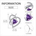 wholesale 925 Sterling Silver Heart-Shaped Purple Crystal Mother Daughter Matching Necklaces Set Gifts for Mom Grandmother Wife-0-4