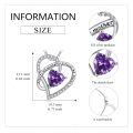 wholesale 925 Sterling Silver Heart-Shaped Purple Crystal Mother Daughter Matching Necklaces Set Gifts for Mom Grandmother Wife-0-4