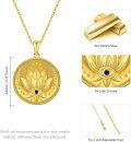 wholesale Gold 925 Sterling Silver Lotus Evil Eye Pendant Necklace Spiritual Protection Amulet -0-2