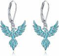 wholesale 925 Sterling Silver Turquoise Phoenix Drop Earrings-0-0