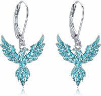 wholesale 925 Sterling Silver Turquoise Phoenix Drop Earrings-Turquoise Phoenix