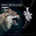 wholesale 925 Sterling Silver Black Crystal Wolf Head Necklace for Men Gothic Jewelry-0-3