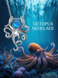 wholesale 925 Sterling Silver Blue Opal Octopus Pendant Necklace for Women-0-1