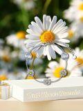 wholesale 925 Sterling Silver Daisy Flower Heart Stone Adjustable Bracelet Gift for Women Girl-0-5