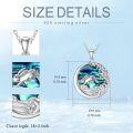 wholesale 925 Sterling Silver Round Abalone Shell Wave Bunny Pendant Necklace-0-4