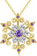 wholesale 14K Gold Purple Crystal Snowflake Pendant Necklace for Women Winter Holiday s-0-0