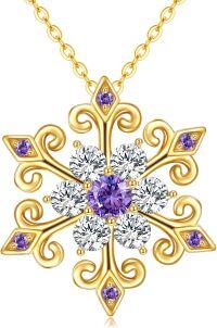 wholesale 14K Gold Purple Crystal Snowflake Pendant Necklace for Women Winter Holiday s-Purple Snowflake