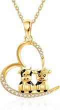 wholesale 14K Gold Cow Pendant Necklace - Cute Animal Charm Chain for Women's Gifts-0-0