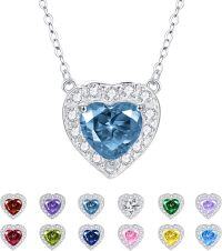 wholesale Sterling Silver 12 Birtnstone Heart Pendant Necklace for Women-03-Mar.