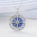 wholesale 925 Sterling Silver Compass Necklace with Blue Lapis Lazuli and Celtic Knot Design Pendant-0-1