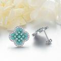 wholesale 925 Sterling Silver Metal Turquoise Green Enamel Four-Leaf Clover Stud Earrings Luck  for Her-0-2