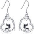 wholesale 925 Sterling Silver Heart-Shaped Dachshund Drop Earrings Gift for Women-0-0