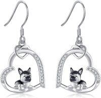 wholesale 925 Sterling Silver Heart-Shaped Dachshund Drop Earrings Gift for Women-German Shepherd
