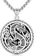 wholesale 925 Sterling Silver Nordic Mythology Wolf & Raven Pendant Necklace for Men Women Norse -0-0