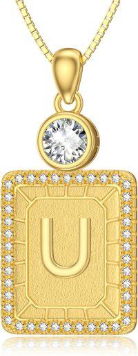 wholesale 18K Gold Sterling Silver A Z Initial Necklace for Women Gift for Mom Wife Girlfriend-U