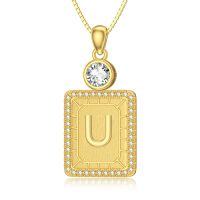 wholesale 925 Sterling Silver A-Z Initial Pendant Necklaces for Women-U