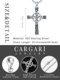 wholesale 925 Sterling Silver Celtic Knot Cross Pendant Necklace  for Men & Women - Protection Amulet Religious Jewelry with 24+2 Rolo Chain (Gift Included)-0-1
