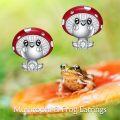 wholesale 925 Sterling Silver Red Cap Mushroom Frog Stud Earrings - Cute Halloween Gift for Her-0-3