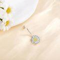 wholesale 925 Sterling Silver Sunflower Daisy Dangle Hoop Belly Ring (14G)-0-3
