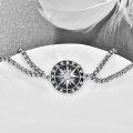 wholesale 925 Sterling Silver Compass Bracelet for Men/Women Adjustable Religious Protection Jewelry Amulet Gift with 7+2 inch -0-2
