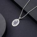 wholesale Sterling Silver Saint Medal Oval Necklace for Men Women Religious Jewelry-0-42