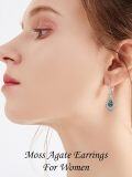 wholesale 925 Sterling Silver Teardrop Green Moss Agate Bohemian Filigree Dangle Earrings Gift for Her-0-1