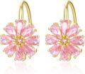 wholesale  Nickel-Free Hypoallergenic Daisy Dangle Earrings with Crystal, 12mm, 3g-0-0