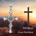 wholesale 925 Sterling Silver Celtic Knot Trinity Circle Cross Pendant Necklace for Men & Women - Vintage Gothic Style Faith s-0-2