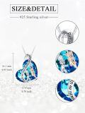 wholesale 925 Sterling Silver Blue Crystal Heart Pendant Necklace Gift for Sisters and Besties-0-1